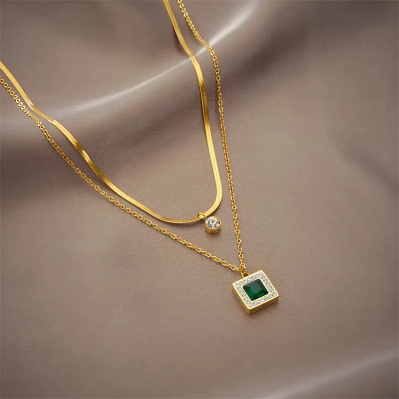 Emerald-Look Halskette – Ansicht 3