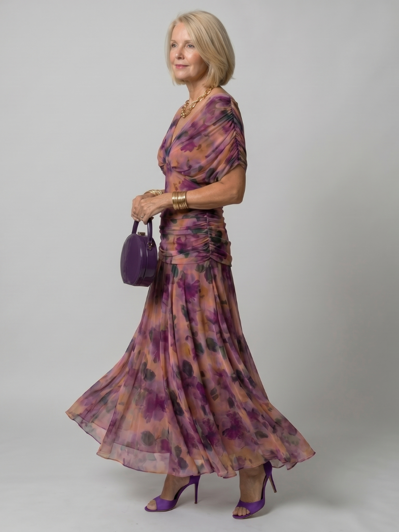 Calen | Schulterfreies Midikleid mit fließendem Fall
