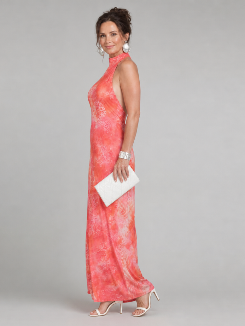 Coraline | Maxikleid mit Neckholder-Ausschnitt und Print-Muster