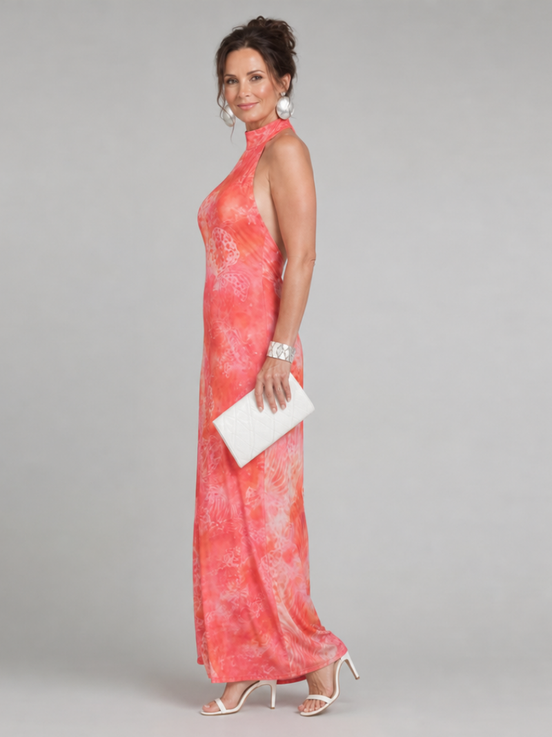 Coraline | Maxikleid mit Neckholder-Ausschnitt und Print-Muster