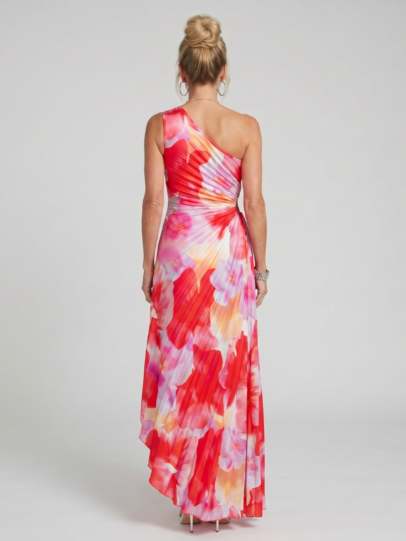 Taya | Midikleid mit One-Shoulder-Ausschnitt und plissiertem Oberteil
