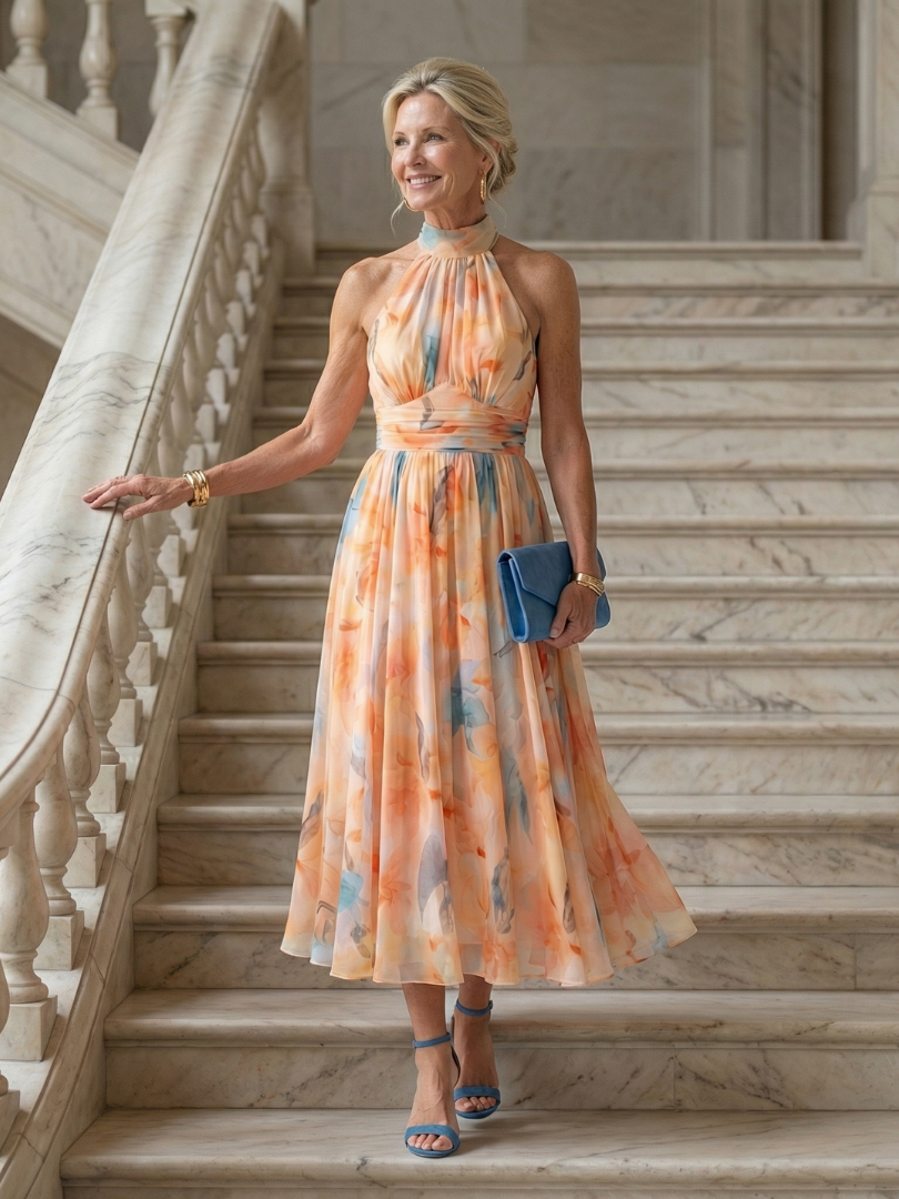 Elin | Weiches Midikleid mit Neckholder-Ausschnitt