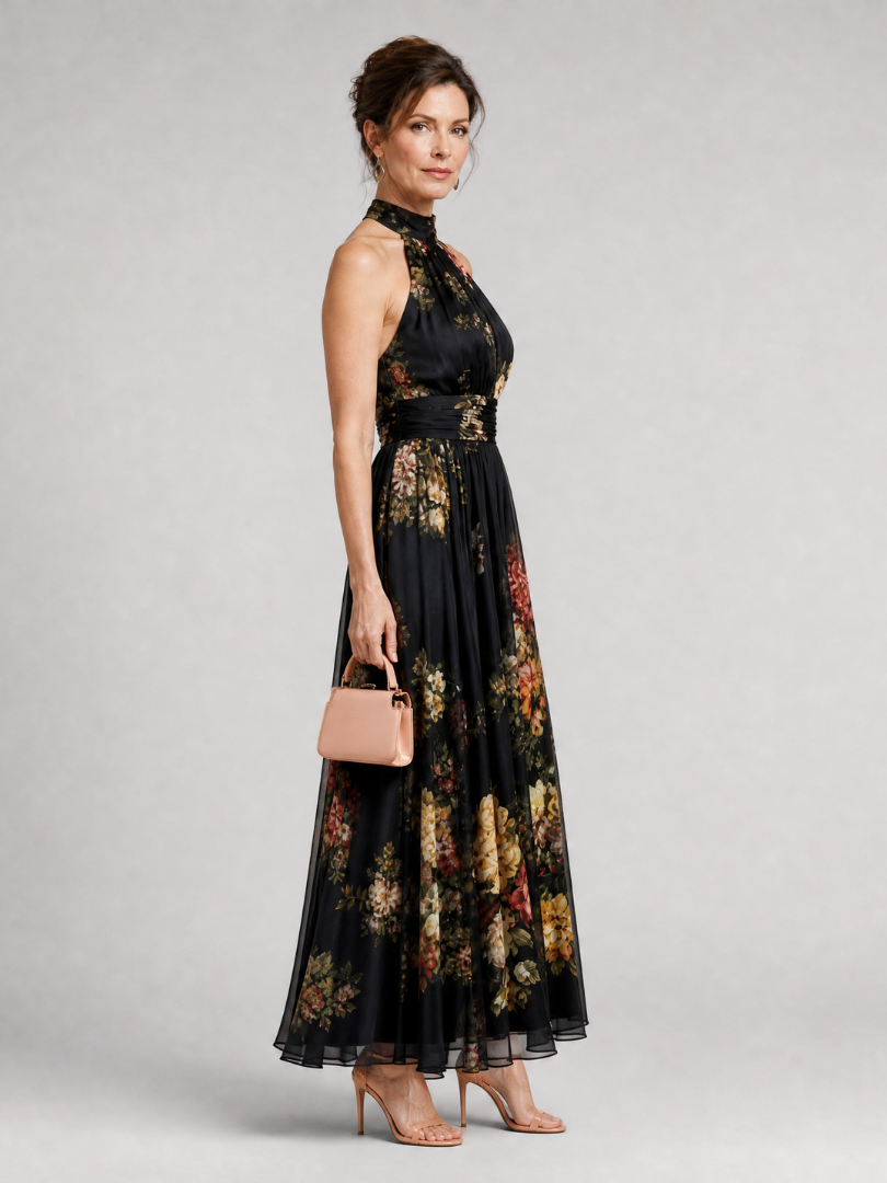 Sior | Midikleid mit Neckholder-Ausschnitt und Blumenmuster