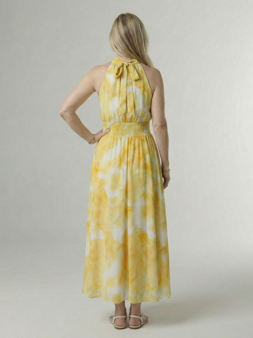 Sylin | Midikleid mit gerafftem Neckholder-Ausschnitt
