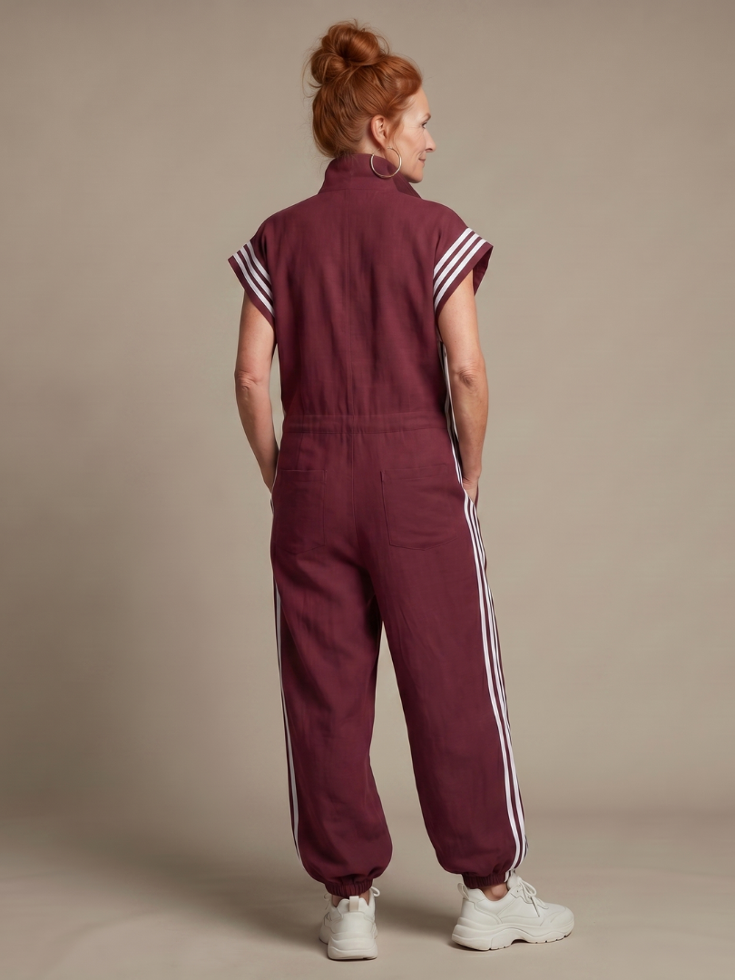 Lark | Jumpsuit mit Reißverschluss vorne und Seitenstreifen