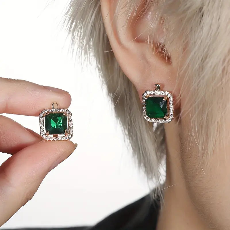 Emerald-Look Ohrringe – Ansicht 2