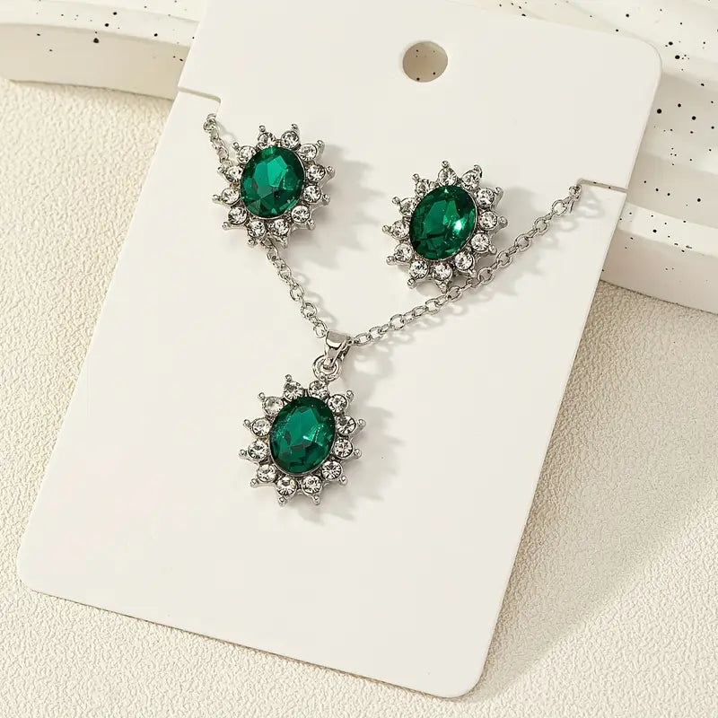 Emerald-Look Schmuckset – Ansicht 3