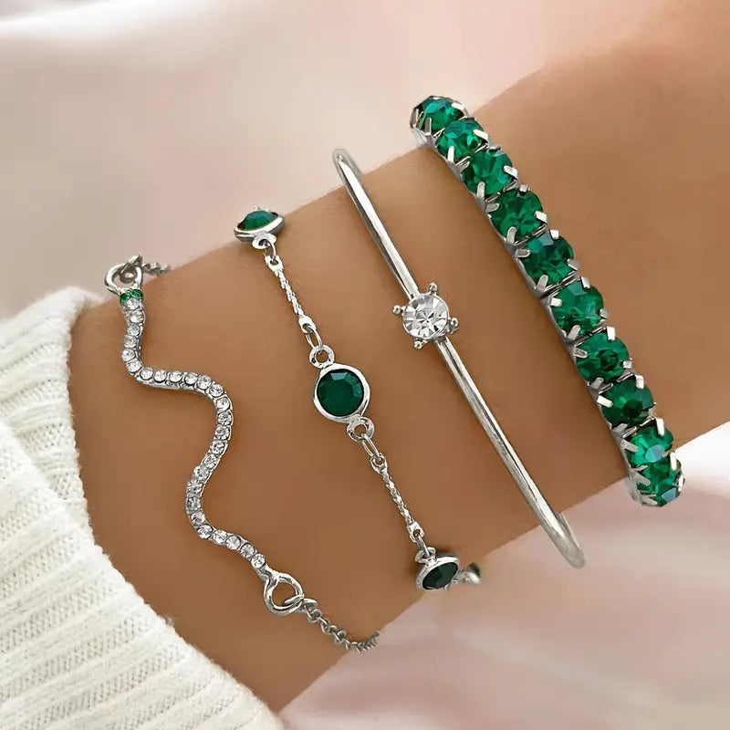 Emerald-Look Schmuckset – Ansicht 9