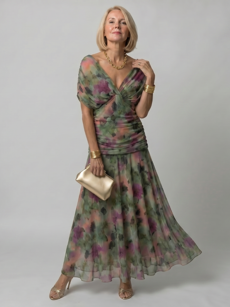 Calen | Schulterfreies Midikleid mit fließendem Fall