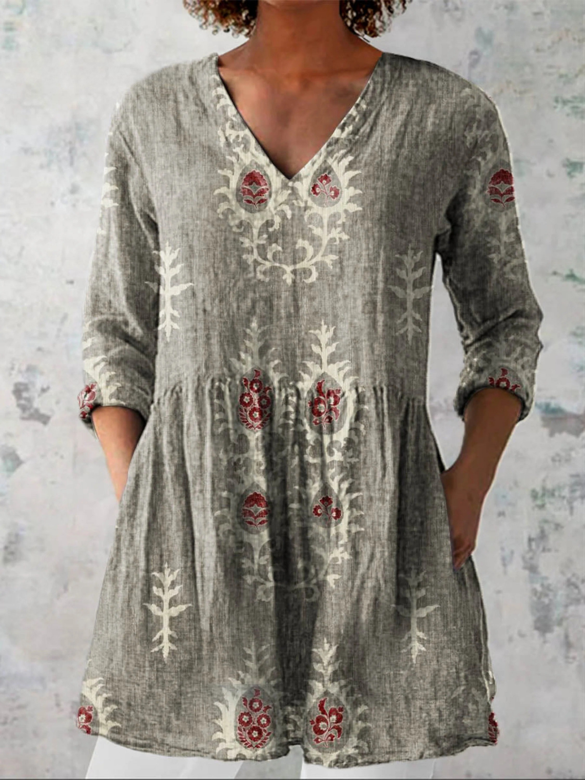 Elise lange Bluse mit V-Ausschnitt – Ansicht 46