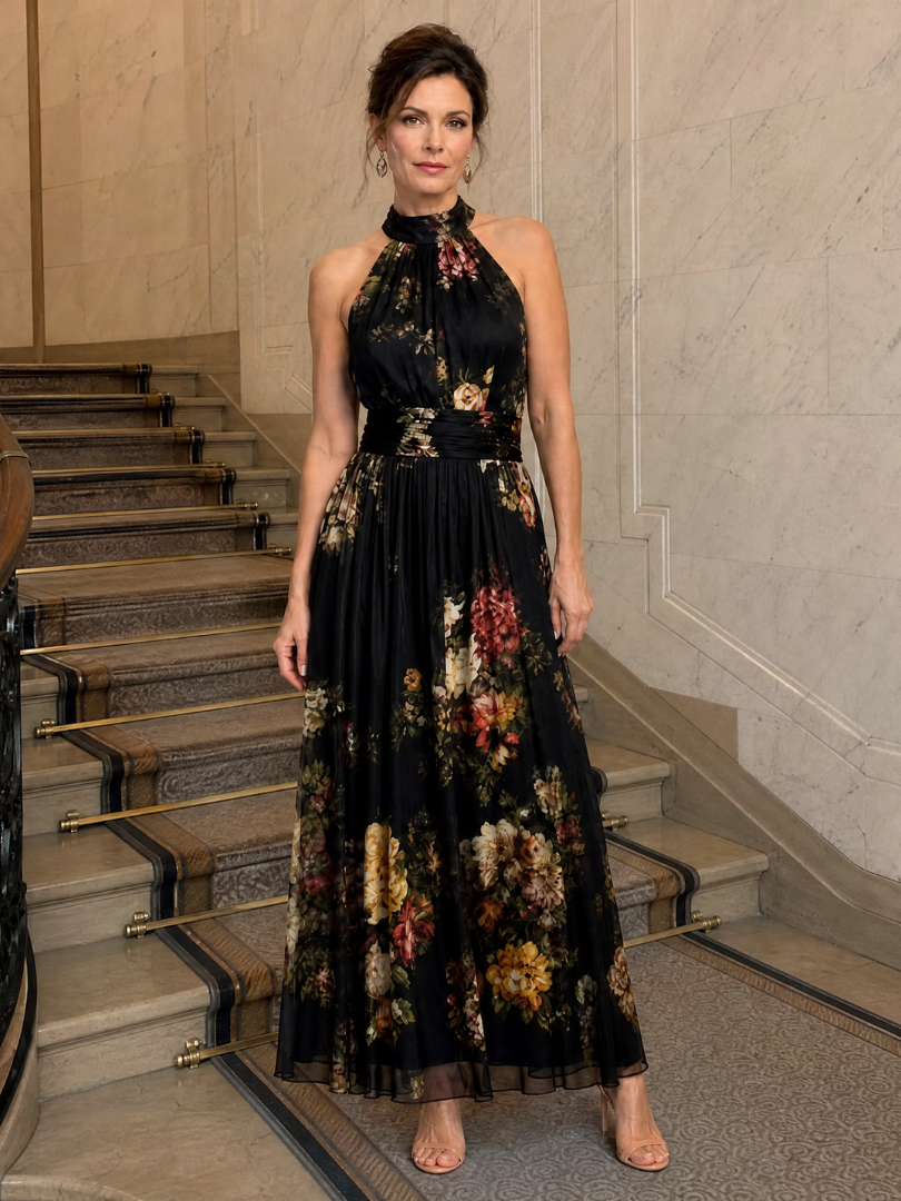 Sior | Midikleid mit Neckholder-Ausschnitt und Blumenmuster