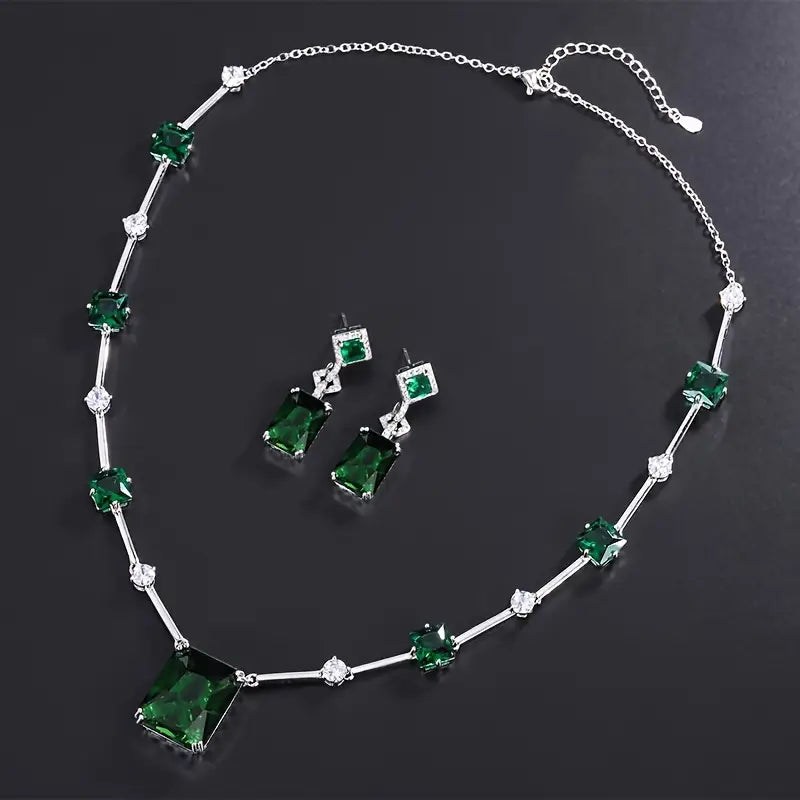 Emerald-Look Schmuckset – Ansicht 2