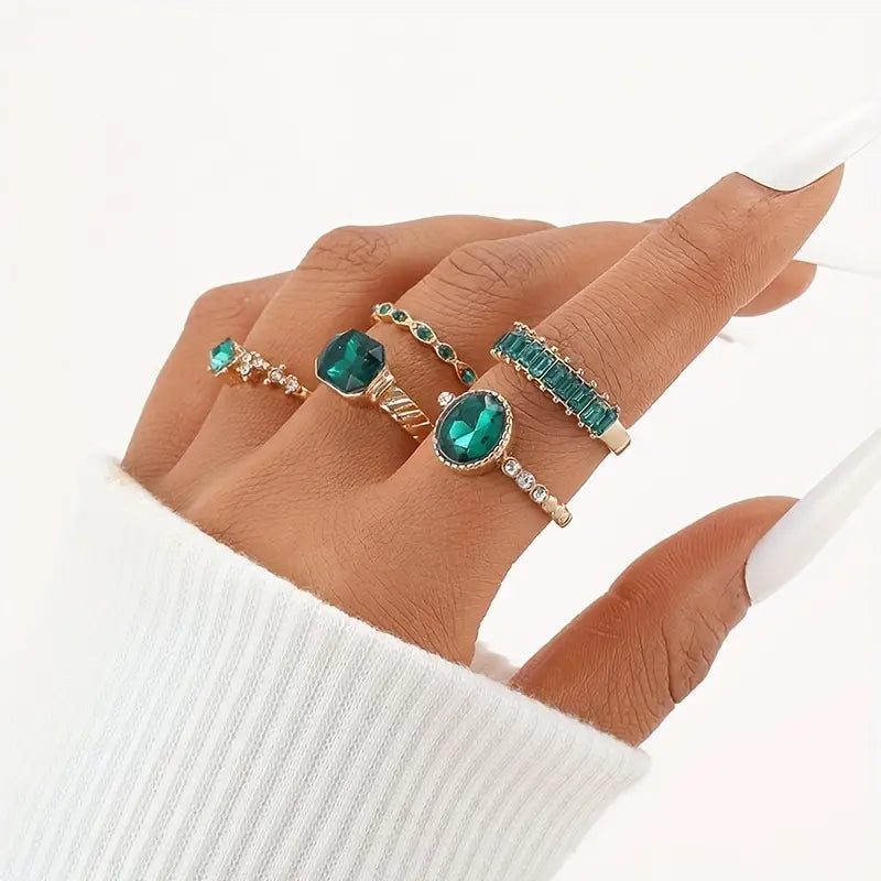 Emerald-Look Schmuckset – Ansicht 4
