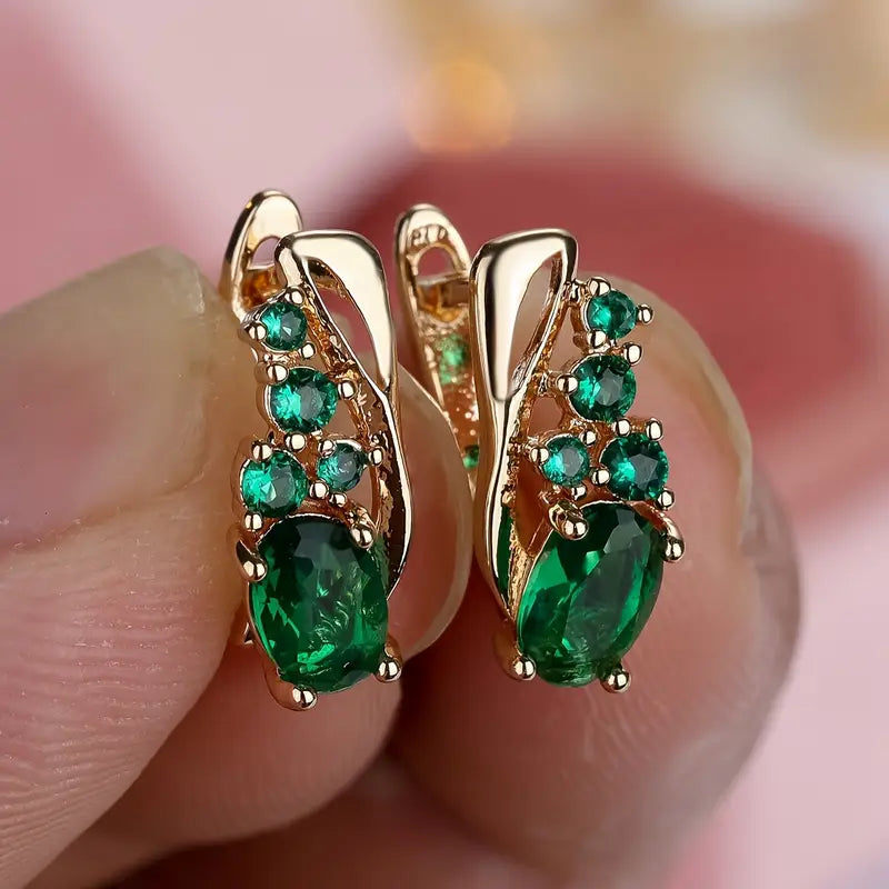 Emerald-Look Ohrringe – Ansicht 5