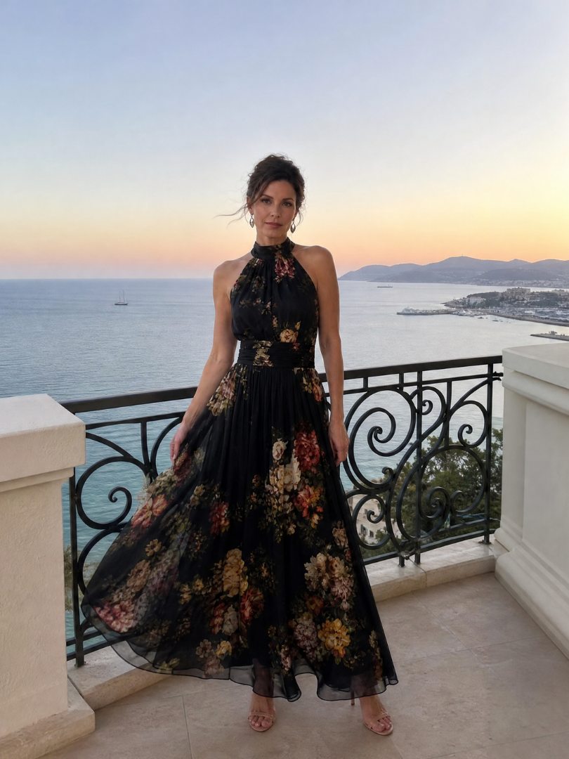 Sior | Midikleid mit Neckholder-Ausschnitt und Blumenmuster