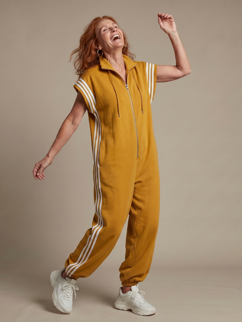 Lark | Jumpsuit mit Reißverschluss vorne und Seitenstreifen