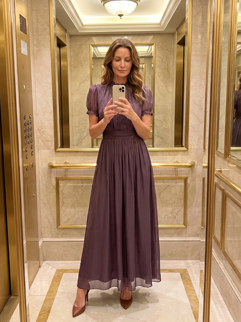 Elia | Maxikleid mit gerafften Taille und Schlüssellochausschnitt