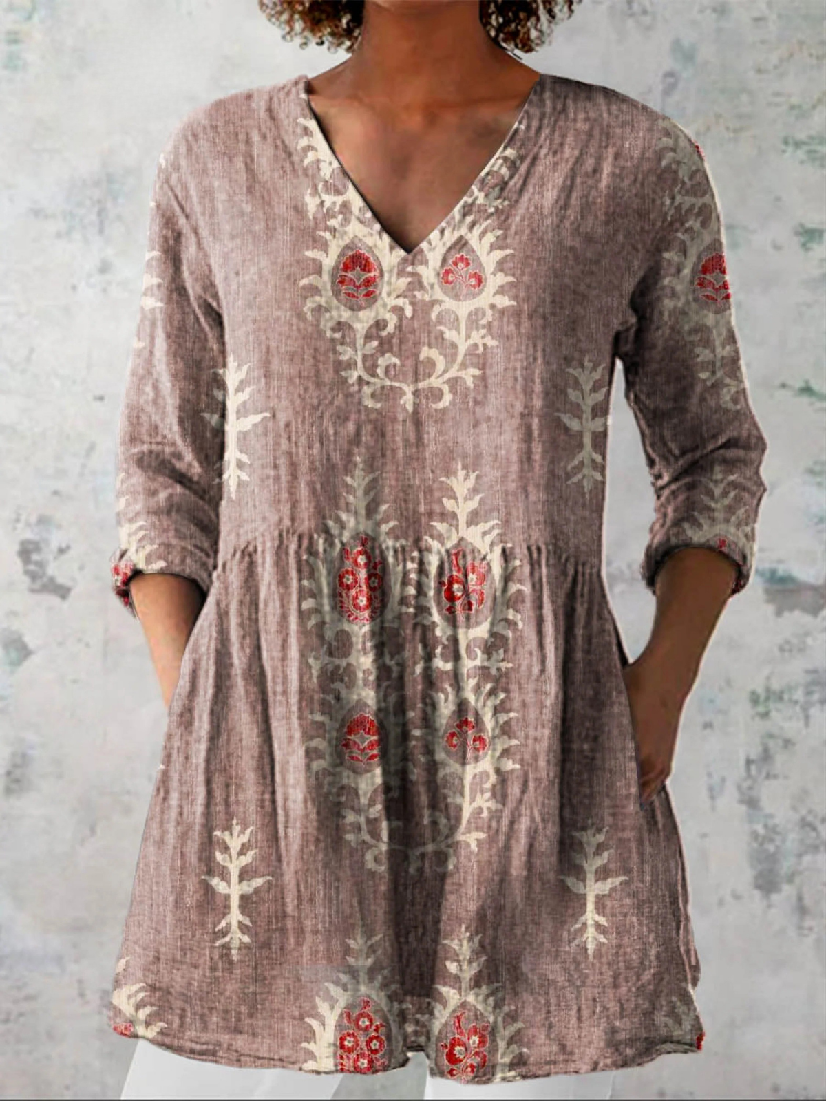Elise lange Bluse mit V-Ausschnitt – Ansicht 38