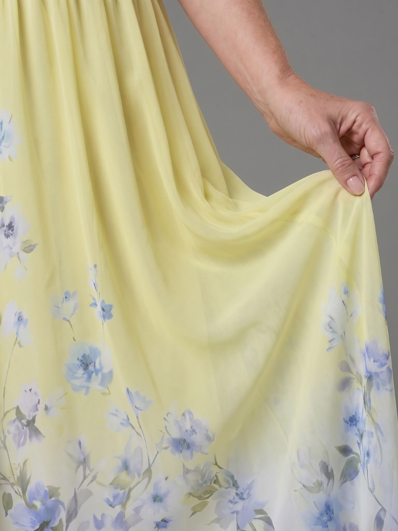 Clarissa | Ärmelloses Midikleid mit V-Ausschnitt und zartem Blumensaum