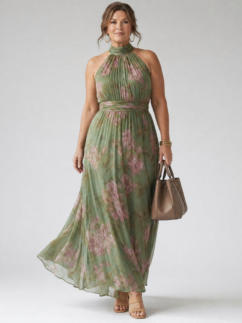 Mirelle | Midikleid mit gerafftem Neckholder-Ausschnitt
