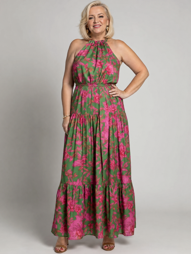 Rowen | Midikleid mit drapiertem Neckholder-Ausschnitt