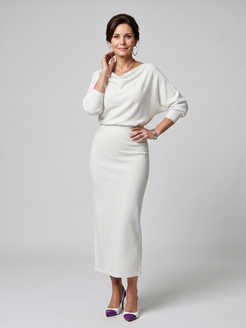 Romy | Midikleid mit drapiertem Ausschnitt und figurbetontem Rock