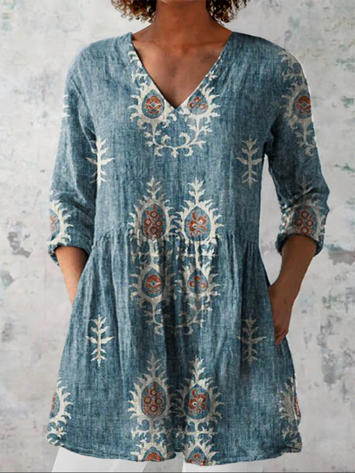 Elise lange Bluse mit V-Ausschnitt – Ansicht 14