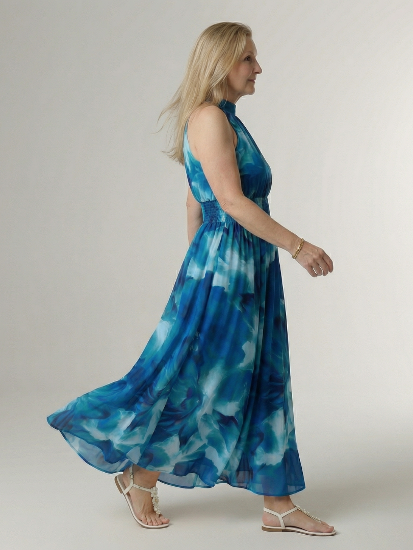 Sylin | Midikleid mit gerafftem Neckholder-Ausschnitt