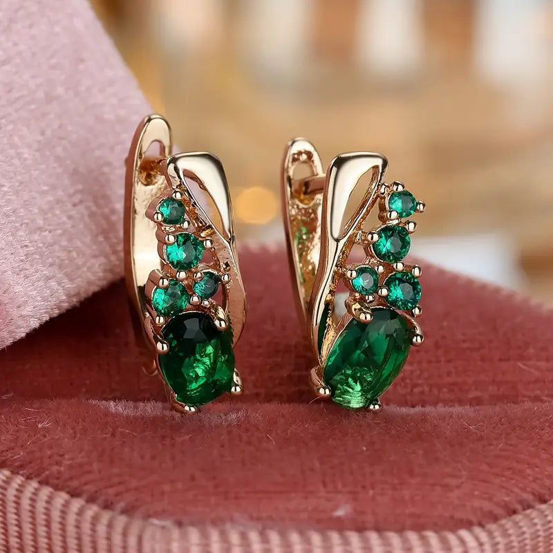 Emerald-Look Ohrringe – Ansicht 3