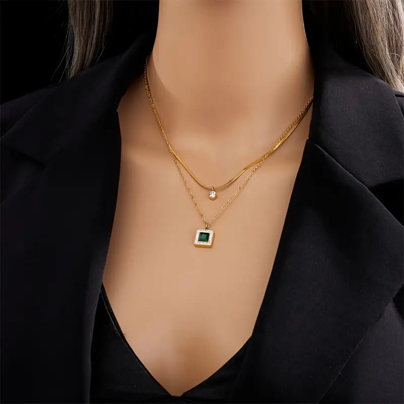 Emerald-Look Halskette – Ansicht 4