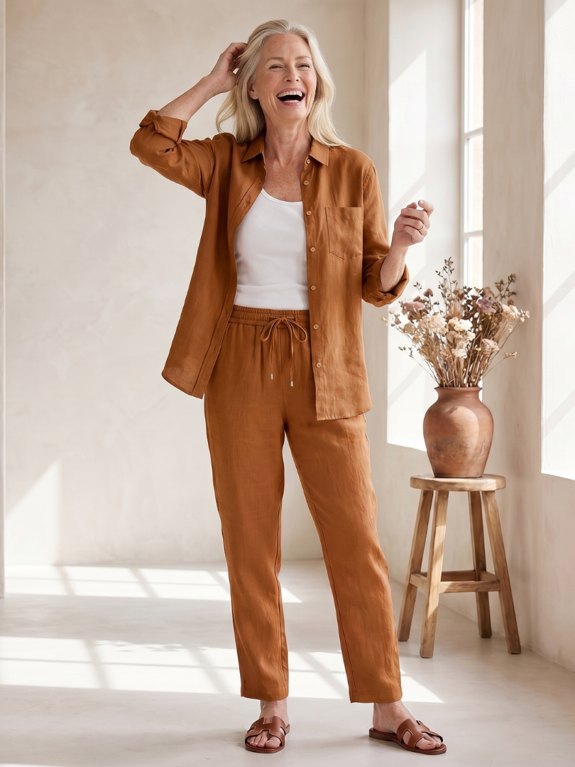 Noor | Set aus langärmligem Hemd und schmaler Hose