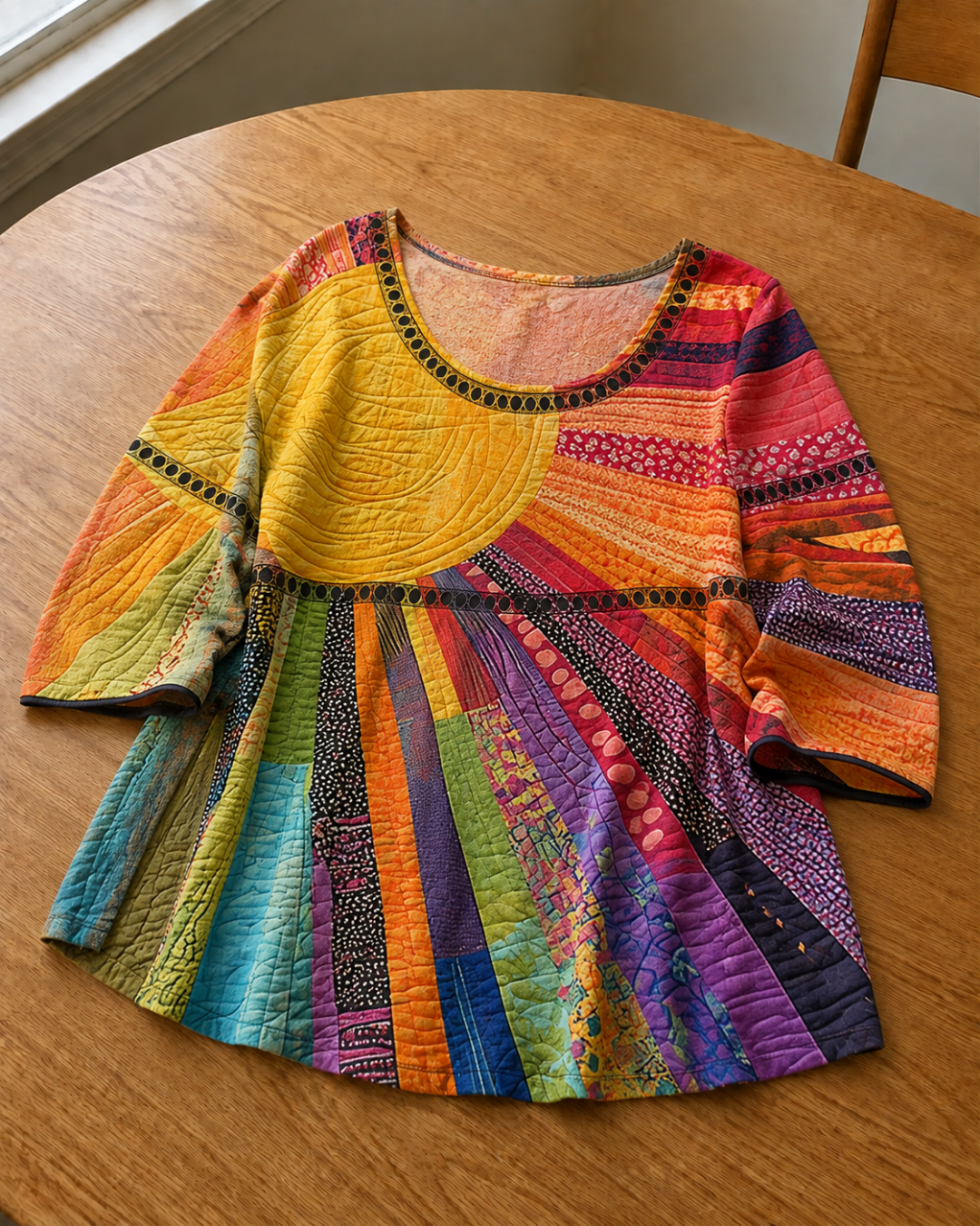 Mireille Strickpullover mit Herbst-Patchwork – Ansicht 2