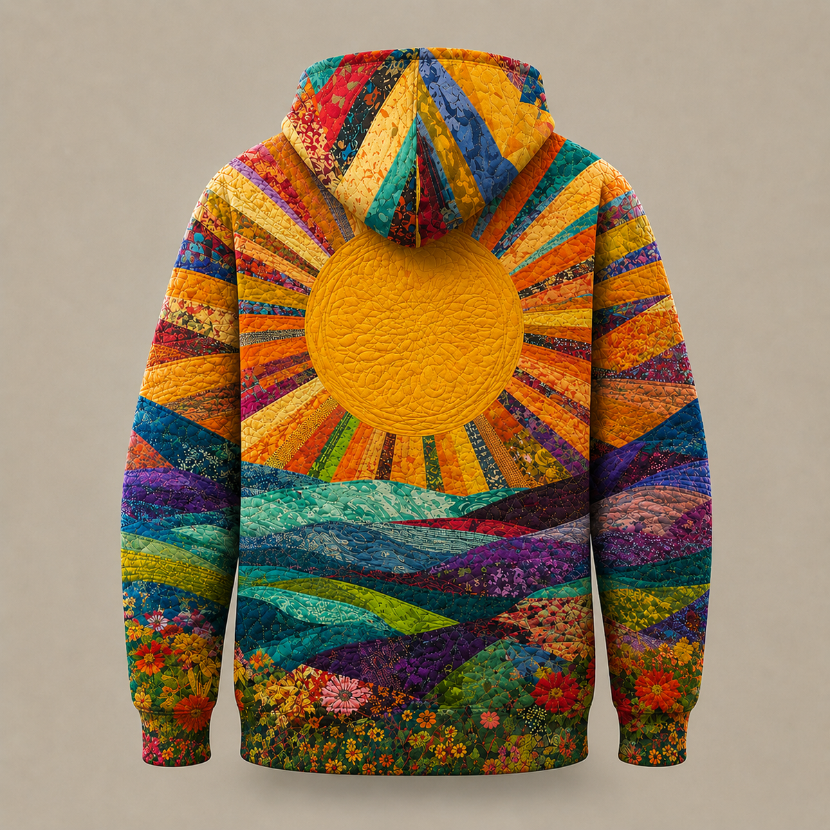 Amara Kapuzenpulli mit Patchwork-Druck – Ansicht 2