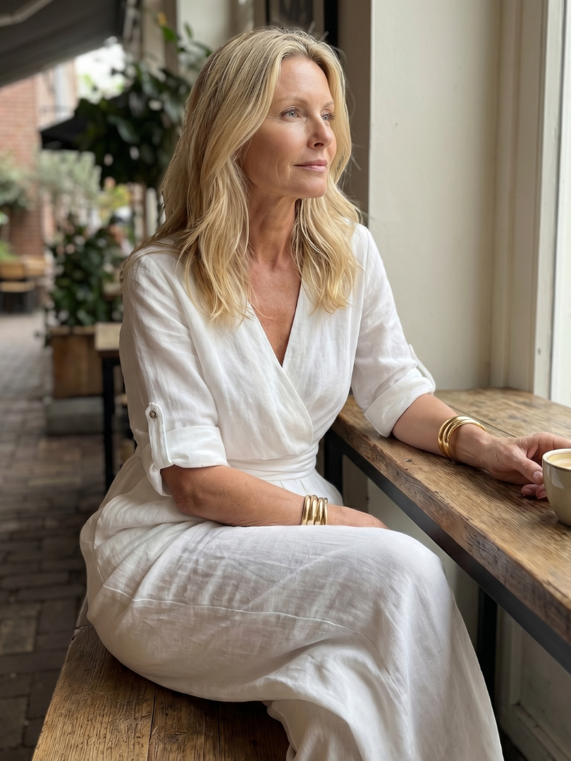 Wanda | Vorne gekreuzter Jumpsuit mit weiten Beinen