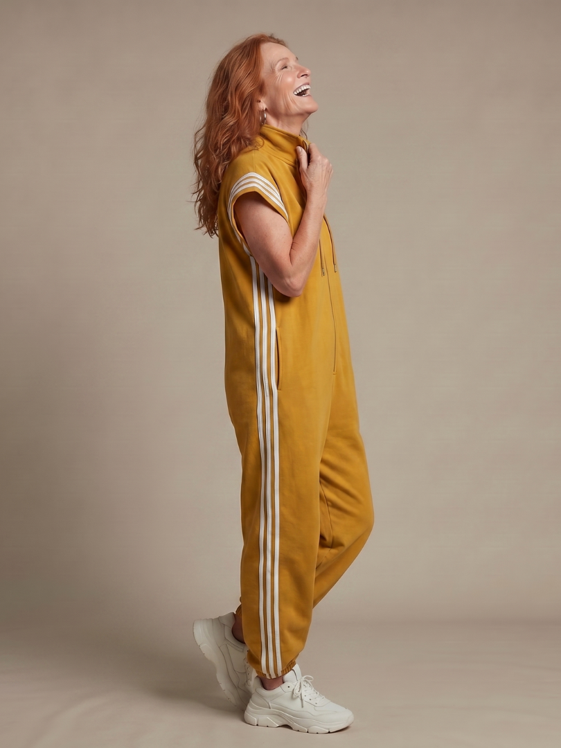 Lark | Jumpsuit mit Reißverschluss vorne und Seitenstreifen