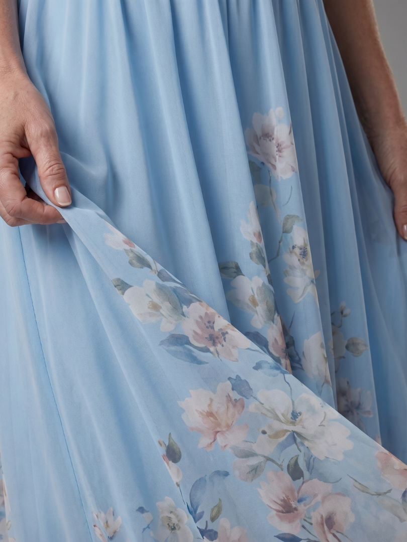Clarissa | Ärmelloses Midikleid mit V-Ausschnitt und zartem Blumensaum