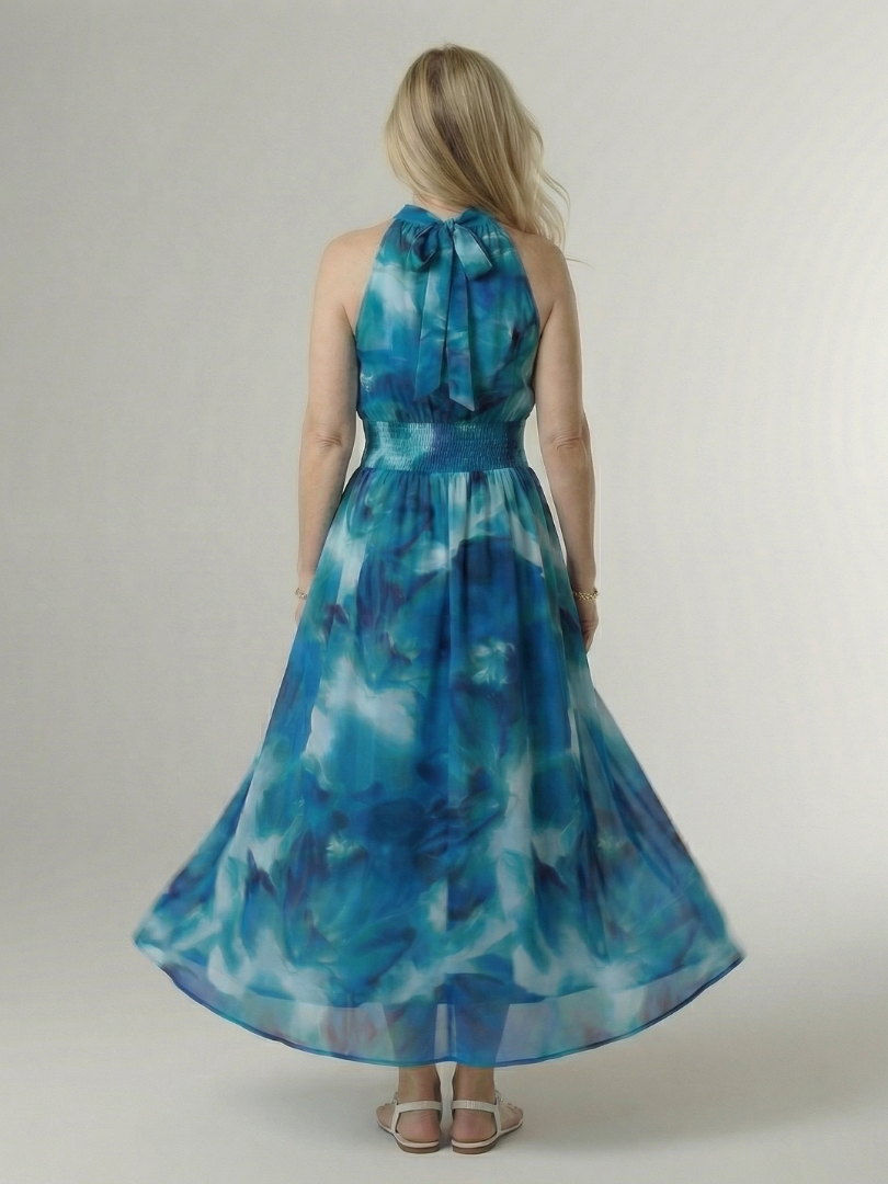 Sylin | Midikleid mit gerafftem Neckholder-Ausschnitt
