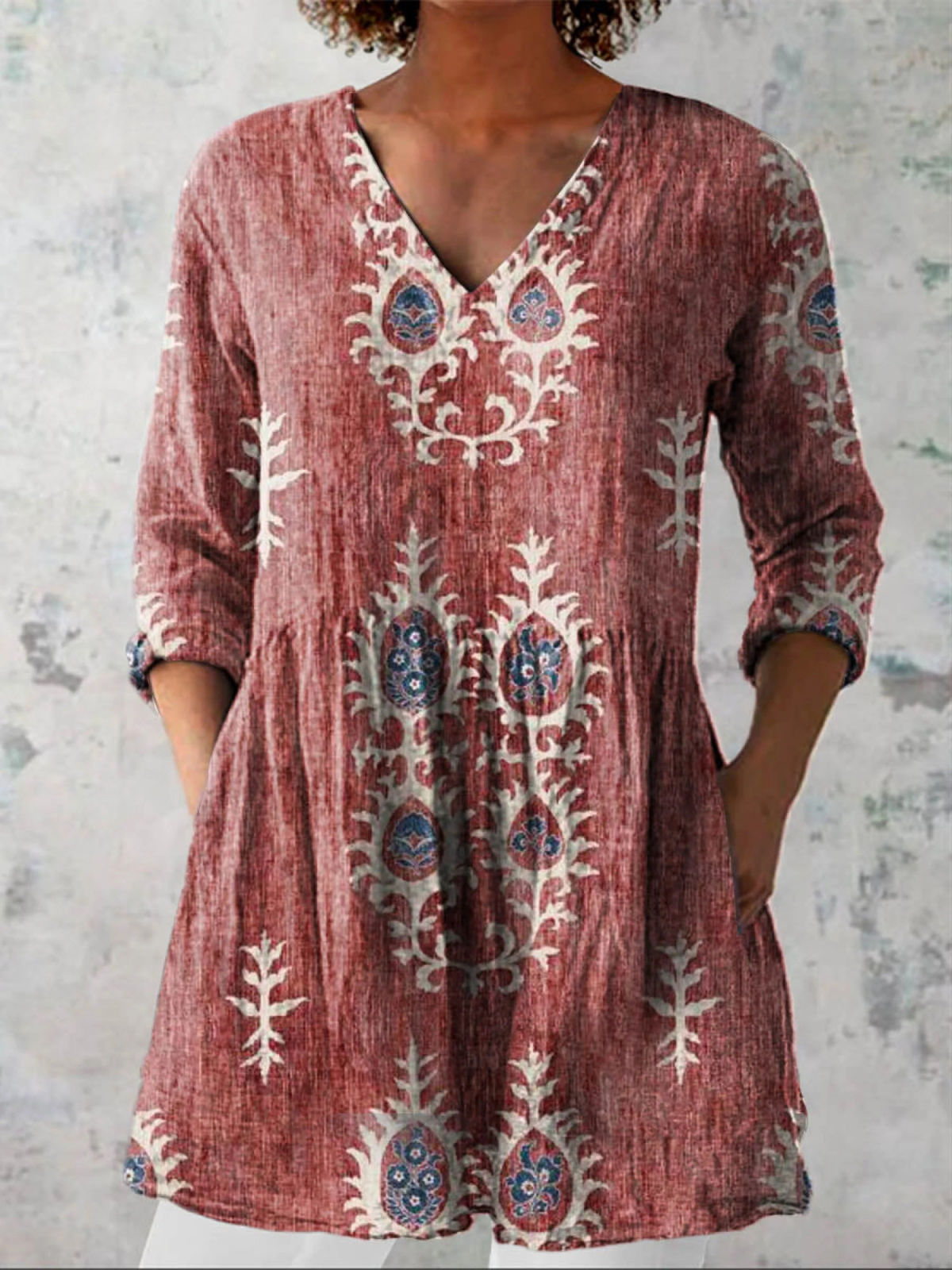 Elise lange Bluse mit V-Ausschnitt – Ansicht 22
