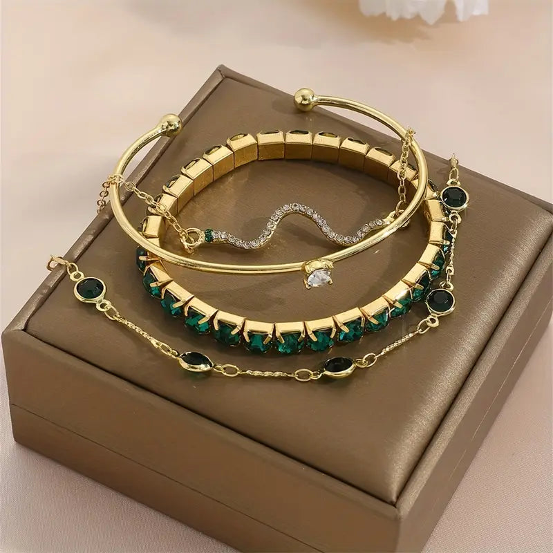 Emerald-Look Schmuckset – Ansicht 4