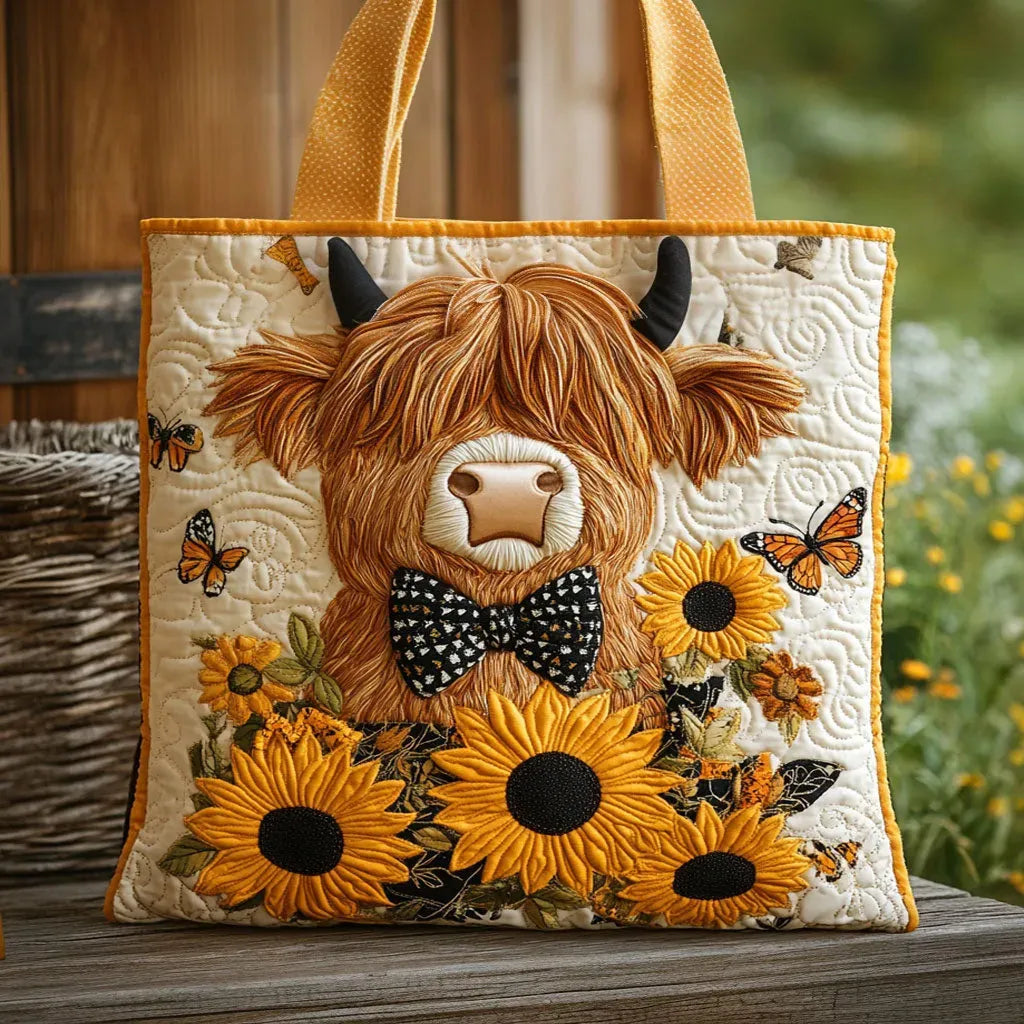 Shopper Highland-Kuh mit Sonnenblumen – Ansicht 3