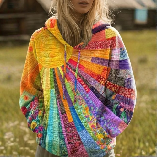 Amanda Steppkapuzenpulli mit Wildblumen-Patchwork – Ansicht 4