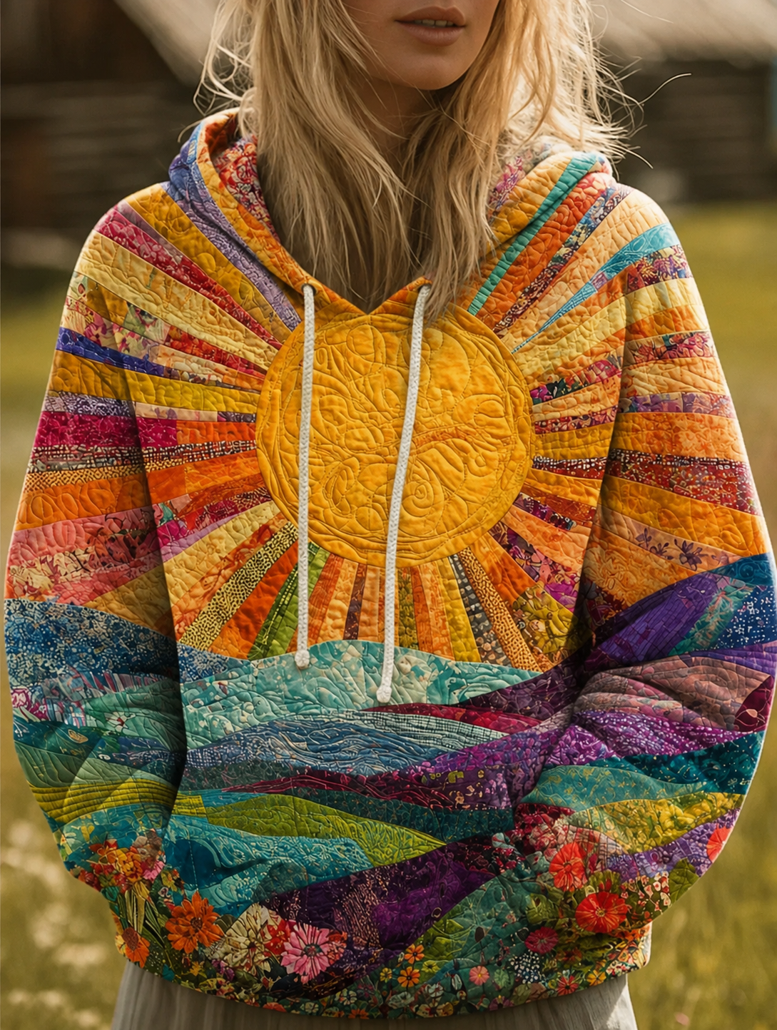 Amara Kapuzenpulli mit Patchwork-Druck – Ansicht 4
