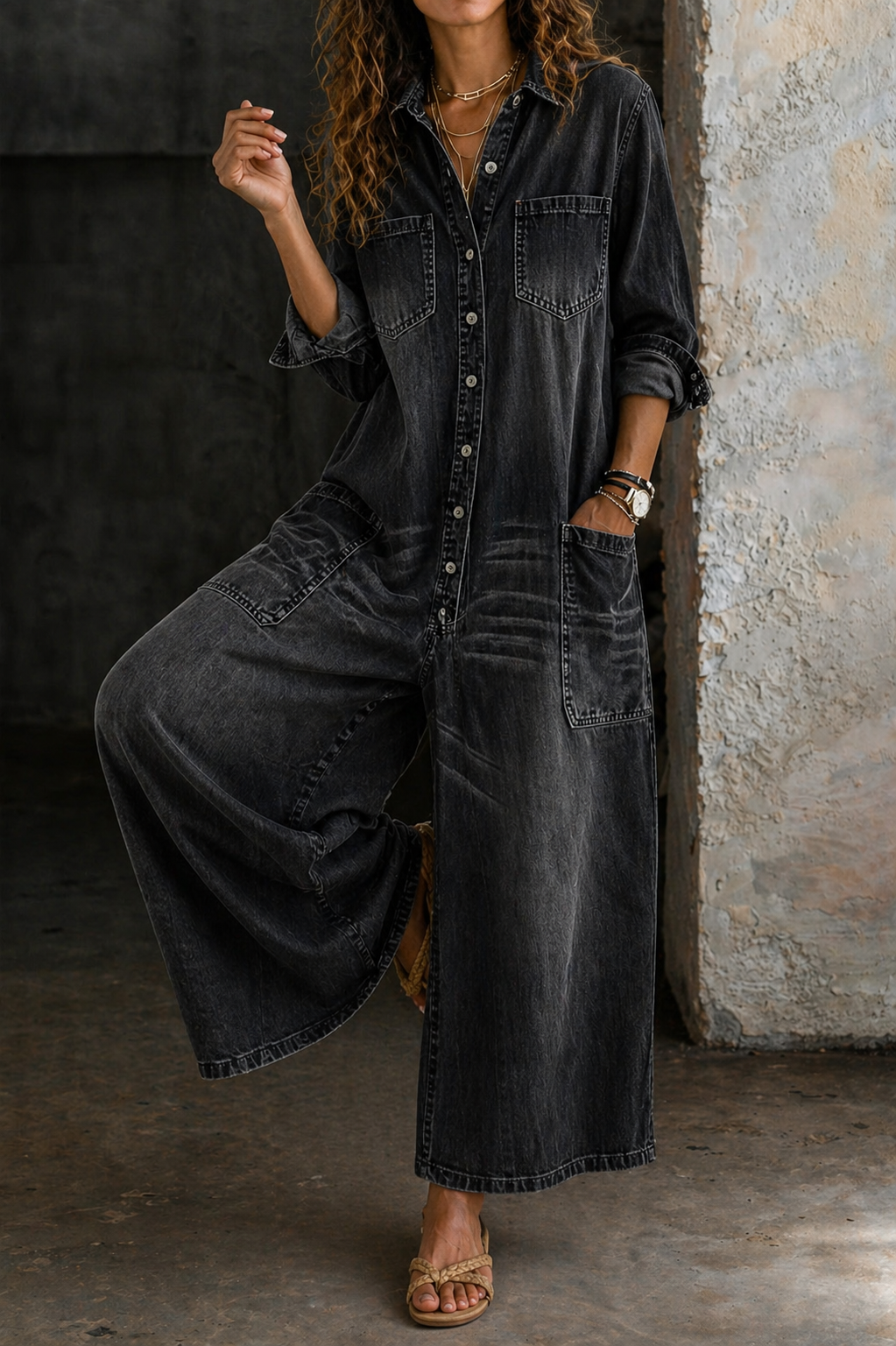Vivienne casual denim-jumpsuit – vy 12