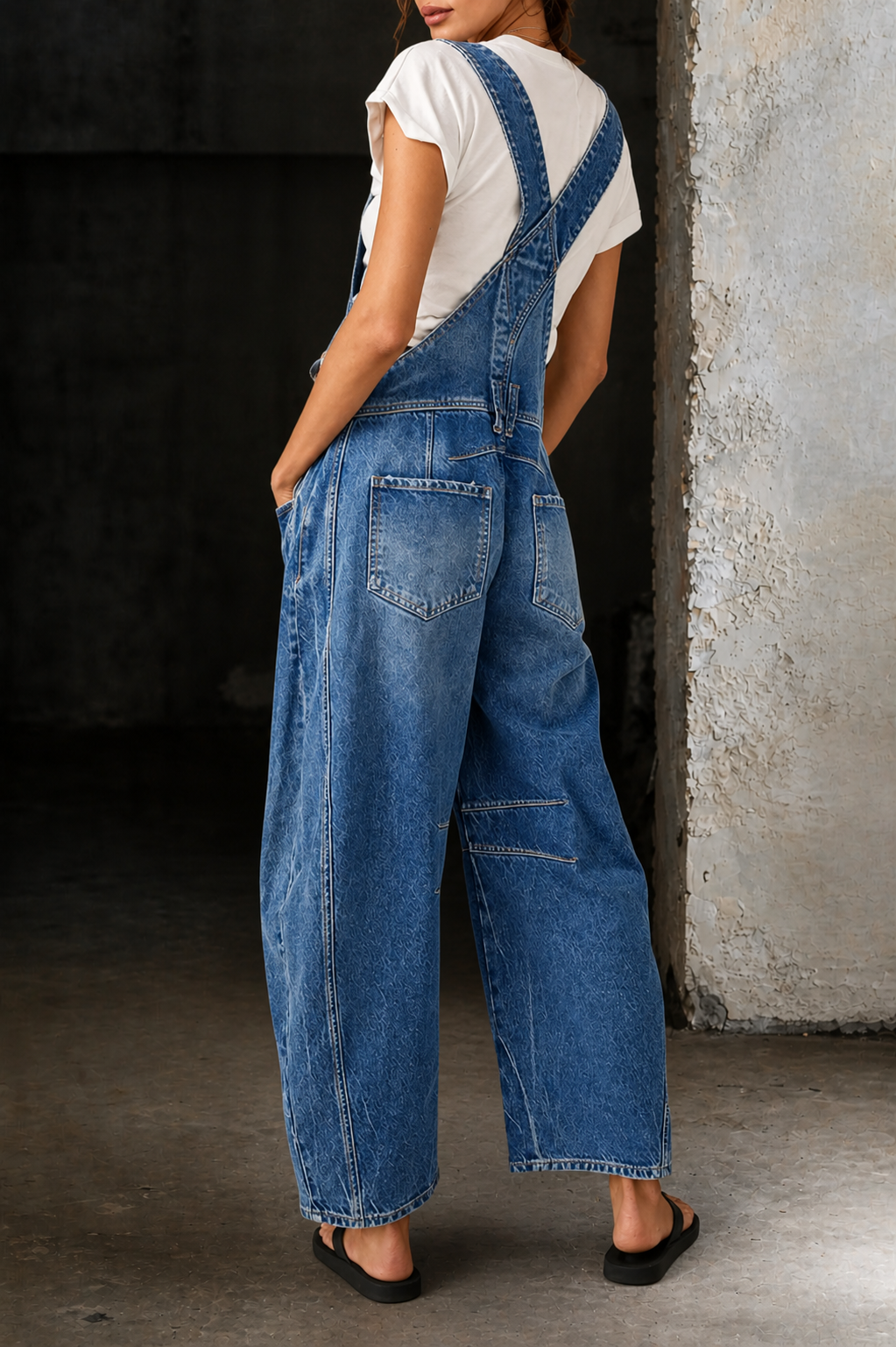 Lauren denim-hängslebyxor – vy 2