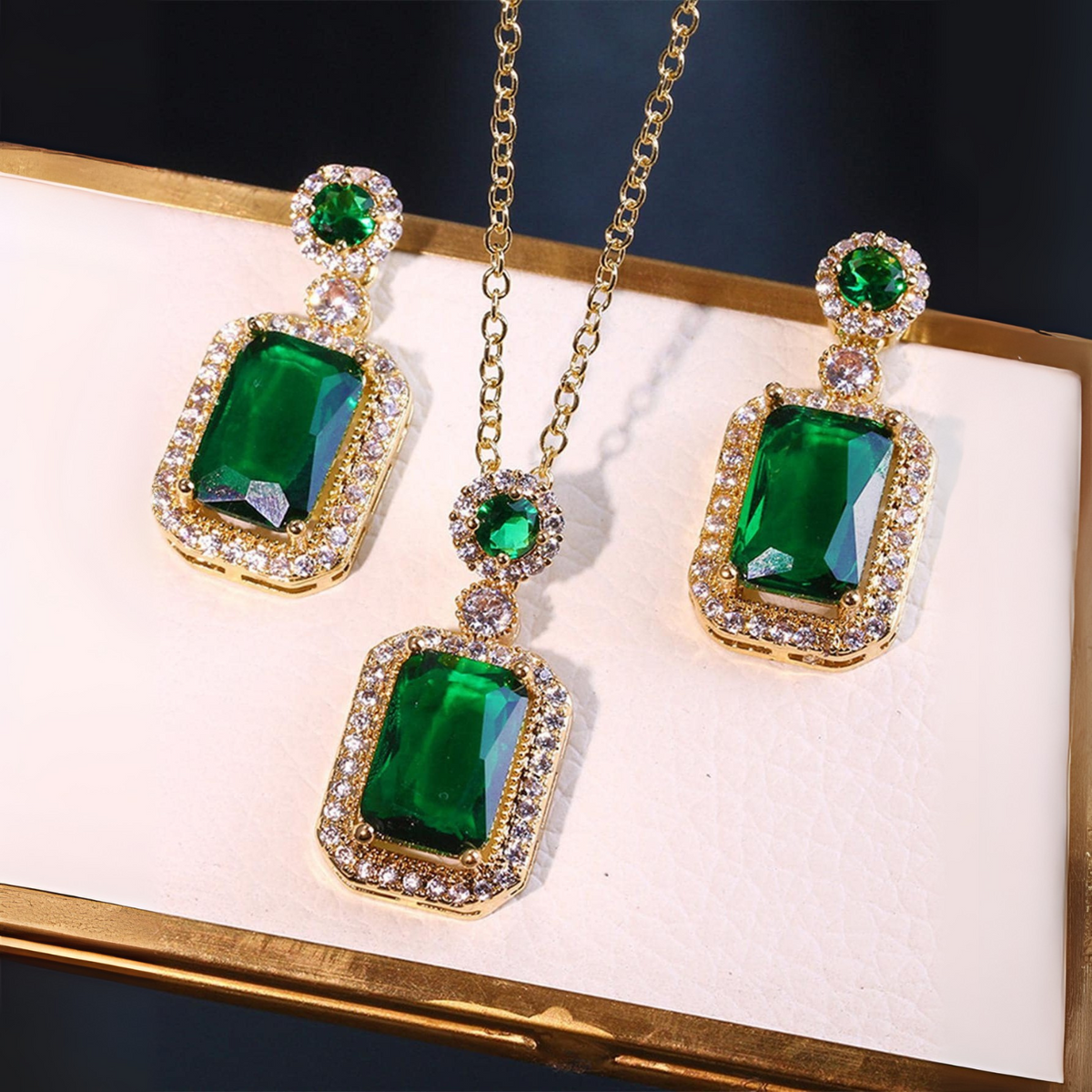 Emerald-Look Schmuckset – Ansicht 2