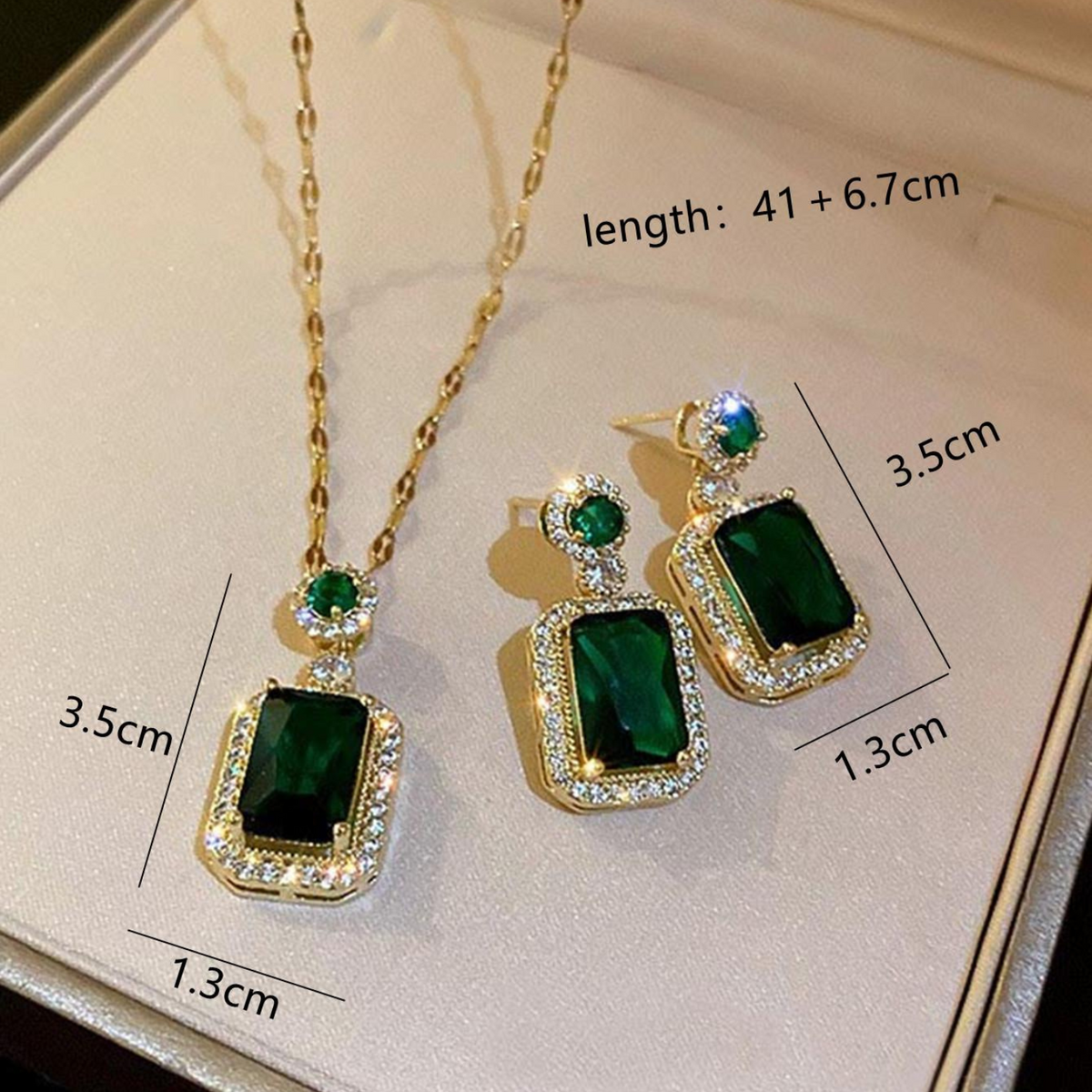 Emerald-Look Schmuckset – Ansicht 4