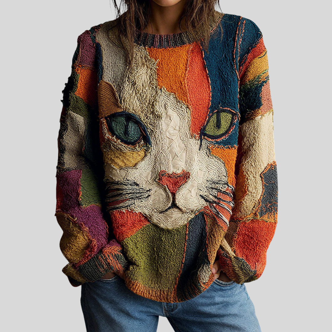 Zaira Künstlerisches Katzen-Statement-Oberteil – Ansicht 8