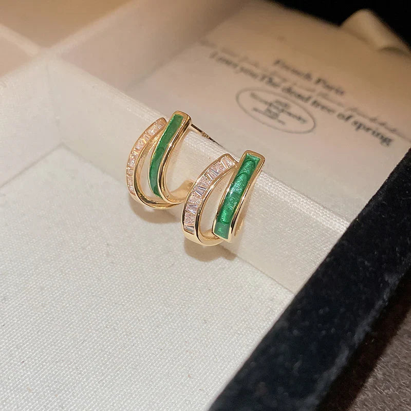 Emerald-Look Ohrringe – Ansicht 2