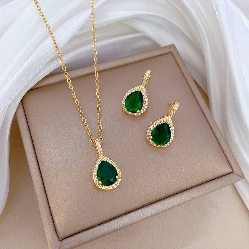 Emerald-Look Schmuckset – Ansicht 2