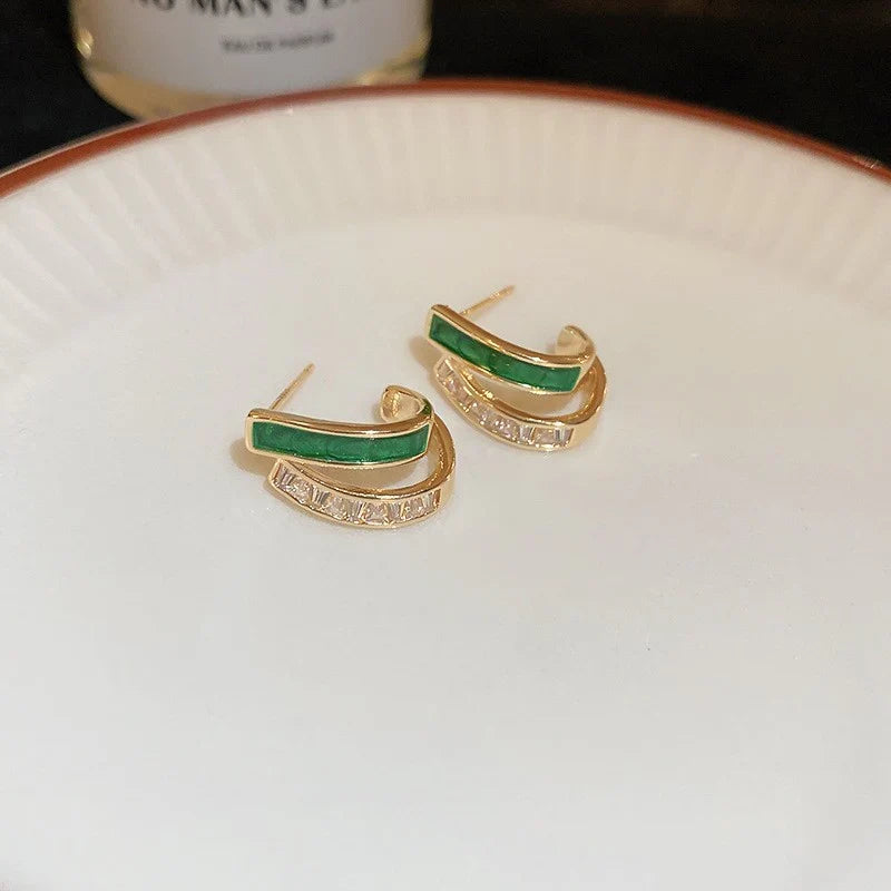 Emerald-Look Ohrringe – Ansicht 4
